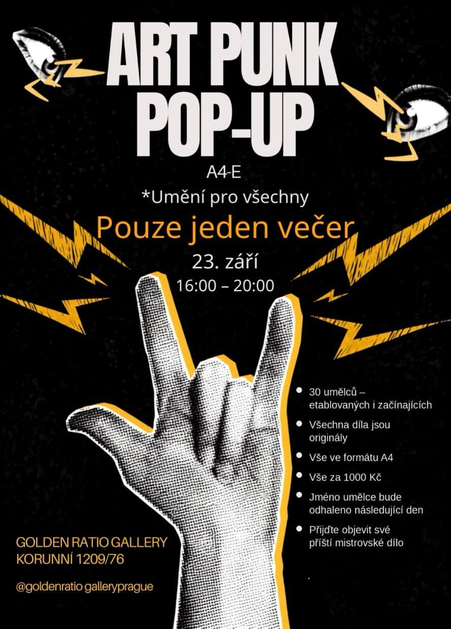 art-4-everyone / Guerilla Art Punk Pop-up netradiční pojetí skupinové výstavy / 23. 9. 2026 16: 00 – 20:00 hod.